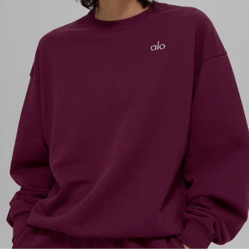 *NEW* ALO Yoga Women Accolade Crew Neck Pullover Top Burgundy Red S